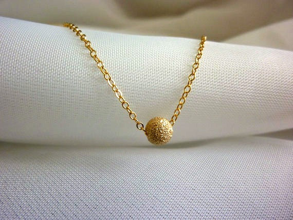 tiny bead necklace in gold filled-tiny gold bead stardust bead necklace-everyday gold necklace-dainty everyday necklace-mini gold charm
