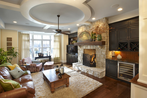 New Construction eclectic family room